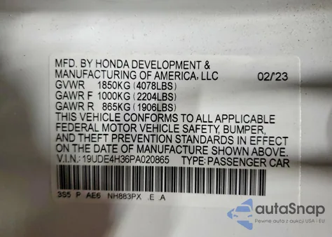 2023 Acura Integra A-Spec z USA, uszkodzony, nr VIN 19UDE4H36PA020865